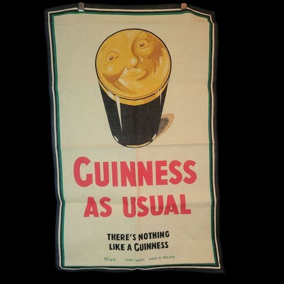 Rare Fingal Linens Guinness As Usual Fabric Art - Picture 8 of 10